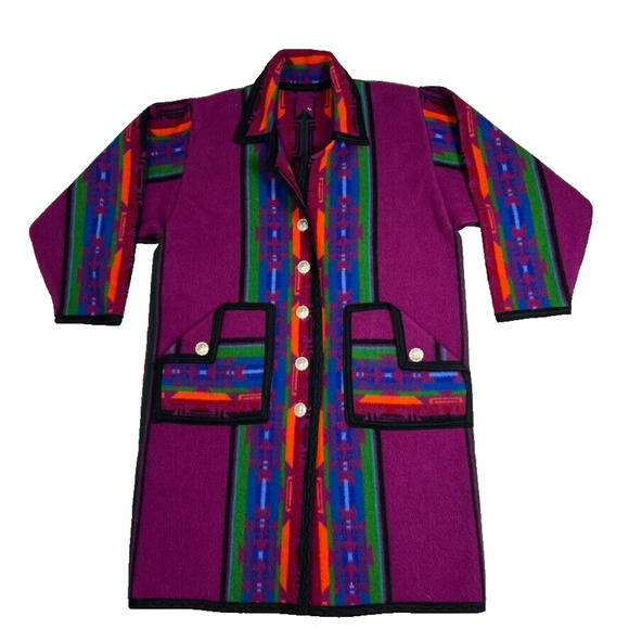 Unbranded Jackets & Blazers - Coat Jacket Womens 50" Wool Navajo Western Aztec Tribal Equestrian Navajo Long